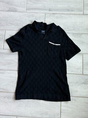 Abercrombie Men's Collared Knit T-Shirt Black - Size Large